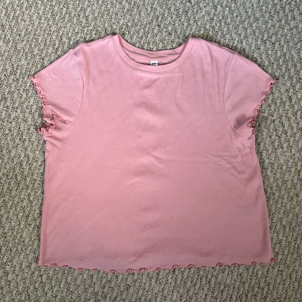 BP lettuce edge pink boxy baby tee (large)